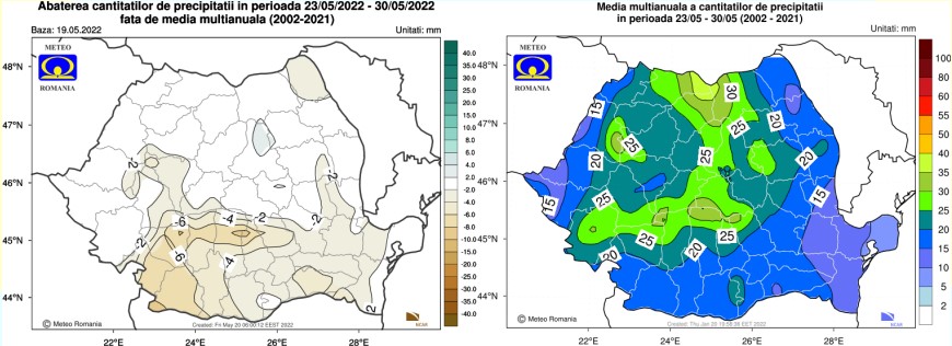 Prognoza meteo pe 4 săptămâni / 23 mai - 20 iunie 2022