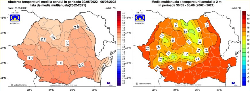 Prognoza meteo pe 4 săptămâni / 30 mai - 27 iunie 2022