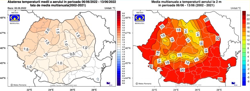 Prognoza meteo pe 4 săptămâni / 6 iunie - 4 iulie 2022