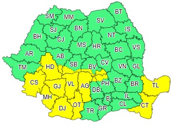 COD GALBEN: Instabilitate atmosferică temporar accentuată