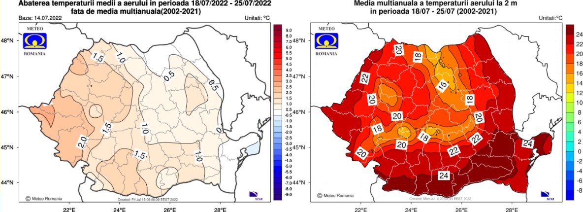 Prognoza meteo pe 4 săptămâni / 18 iulie - 15 august 2022