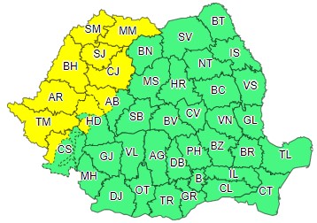 COD GALBEN: Intensificări ale vântului, vijelii