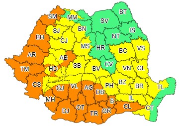 COD GALBEN: Val de căldură, disconfort termic ridicat