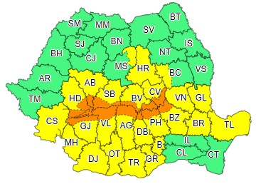 COD PORTOCALIU: Cantități de apă însemnate, instabilitate atmosferică accentuată