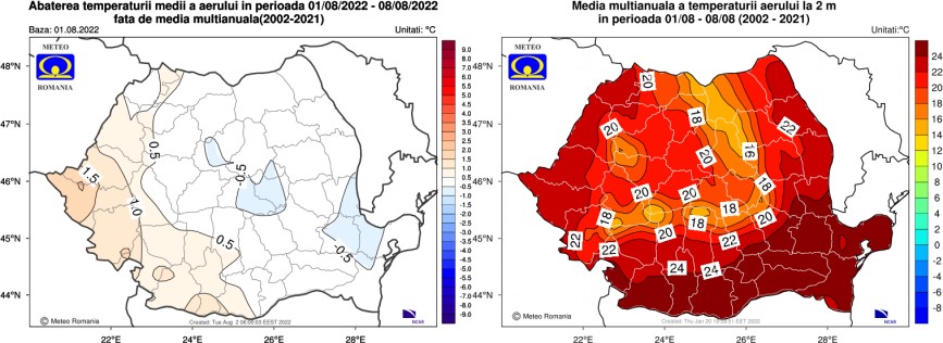 Prognoza meteo pe 4 săptămâni / 1 - 29 august 2022